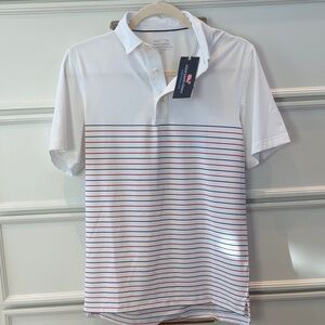 Vineyard Vines White Polo with Red and Blue Stripes